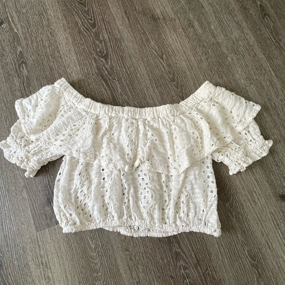 Free People Cream Eyelet Off-Shoulder Top - Picture 4 of 4